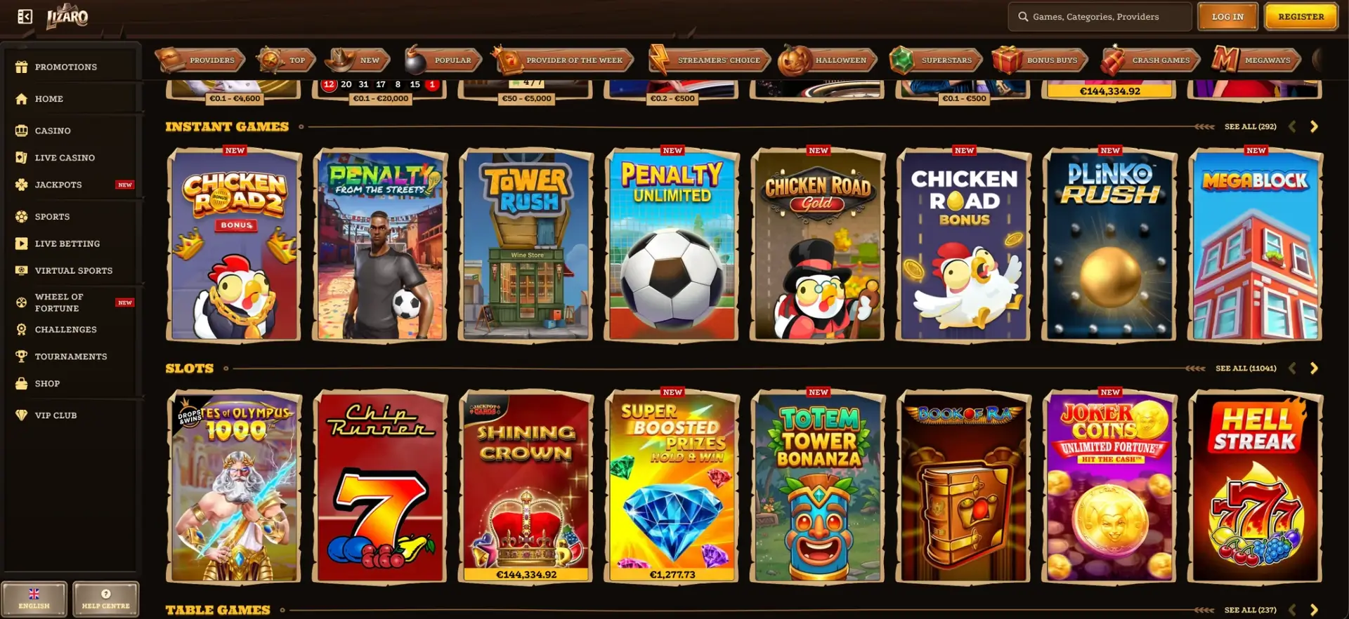 Machines à sous et jeux instantanés disponibles chez Lizaro