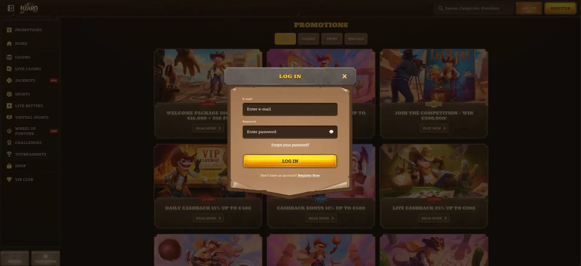 Lizaro Connexion sur Lizaro Casino